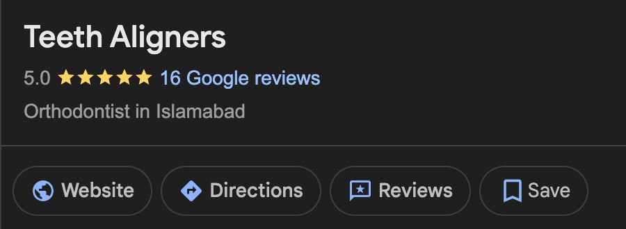 Google Business Profile card showing a five star rating across sixteen reviews