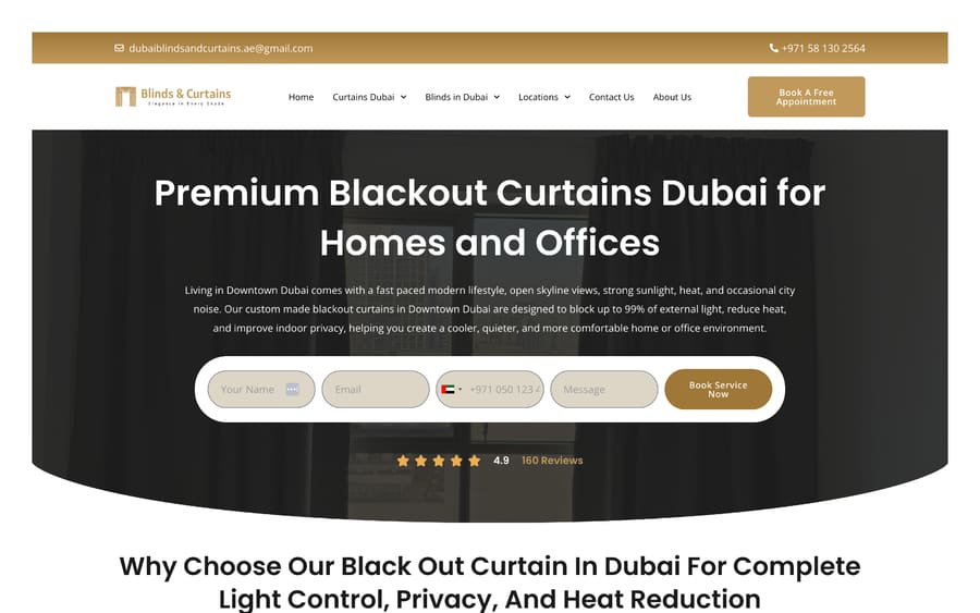 Blinds & Curtains website built by Digital Fawz