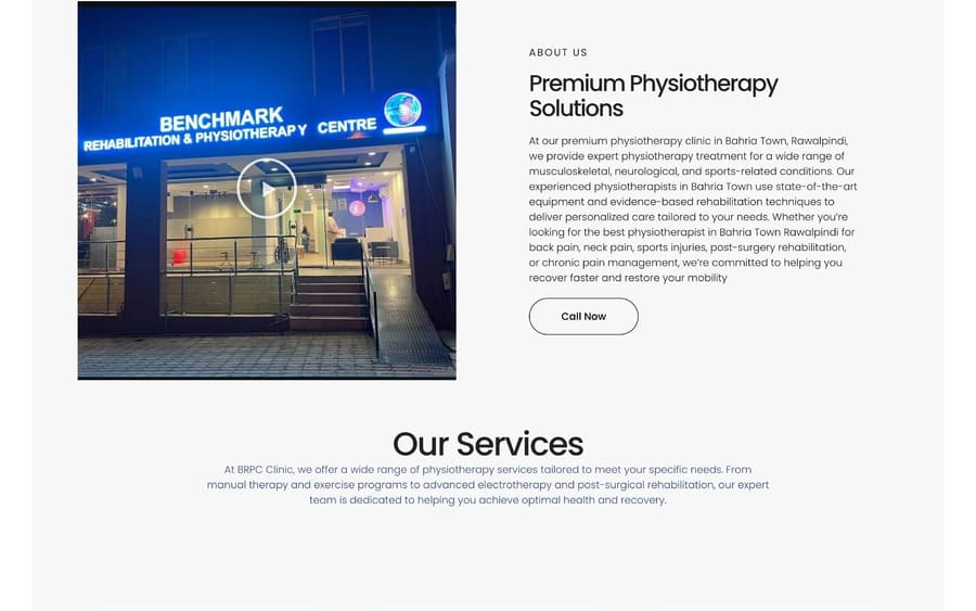 Benchmark Rehabilitation & Physiotherapy website section