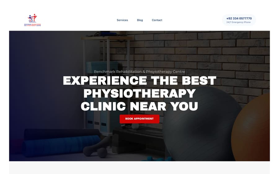 Benchmark Rehabilitation & Physiotherapy website built by Digital Fawz