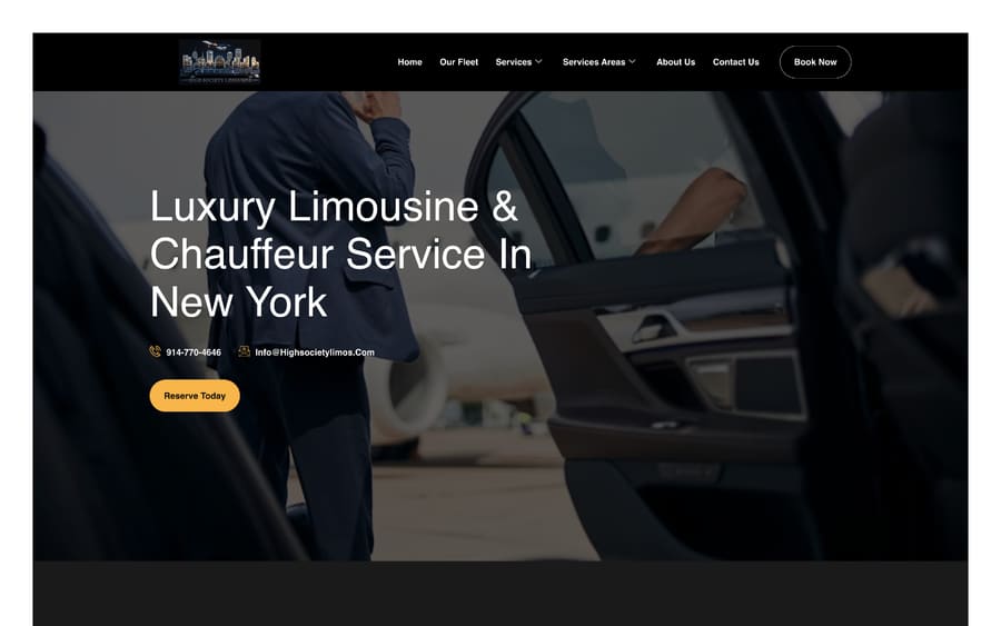 High Society Limousine website built by Digital Fawz