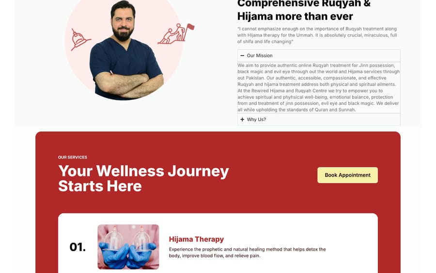Rewired Hijama & Ruqyah Centre website section