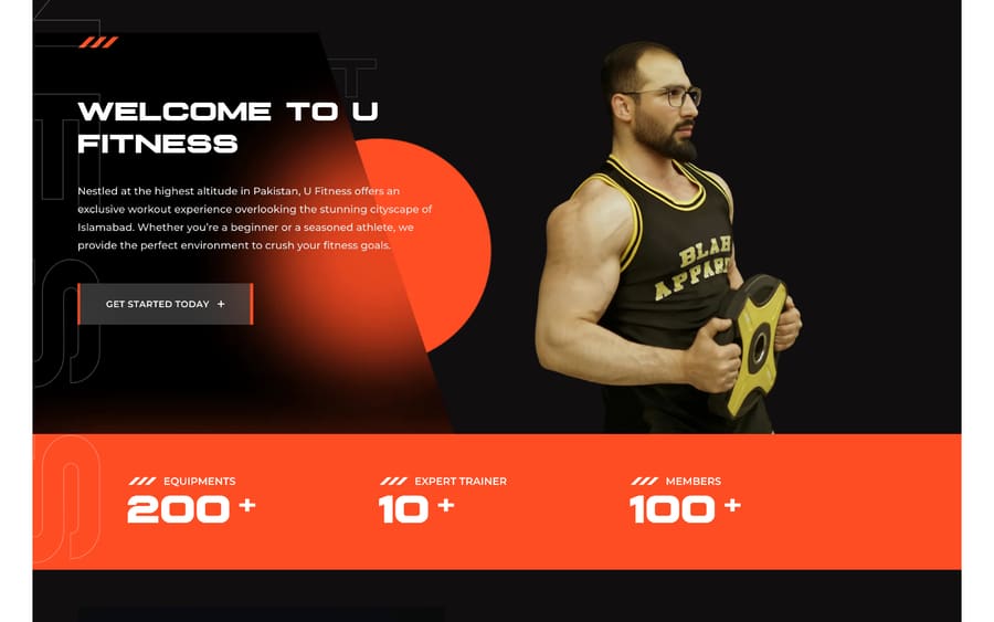 U-Fitness Gym website section